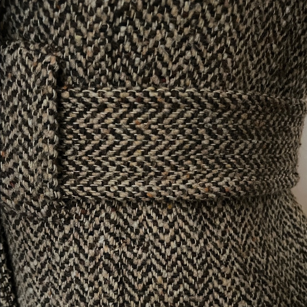 Ann Taylor Loft Elegant Brown Herringbone Trench Coat.  SZ 2P - Picture 4 of 7